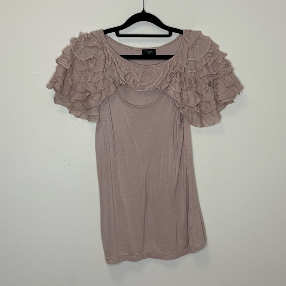 Deletta Tops - Anthropologie Deletta Mauve Ruffled Sleeve Keyhole Blouse Size S